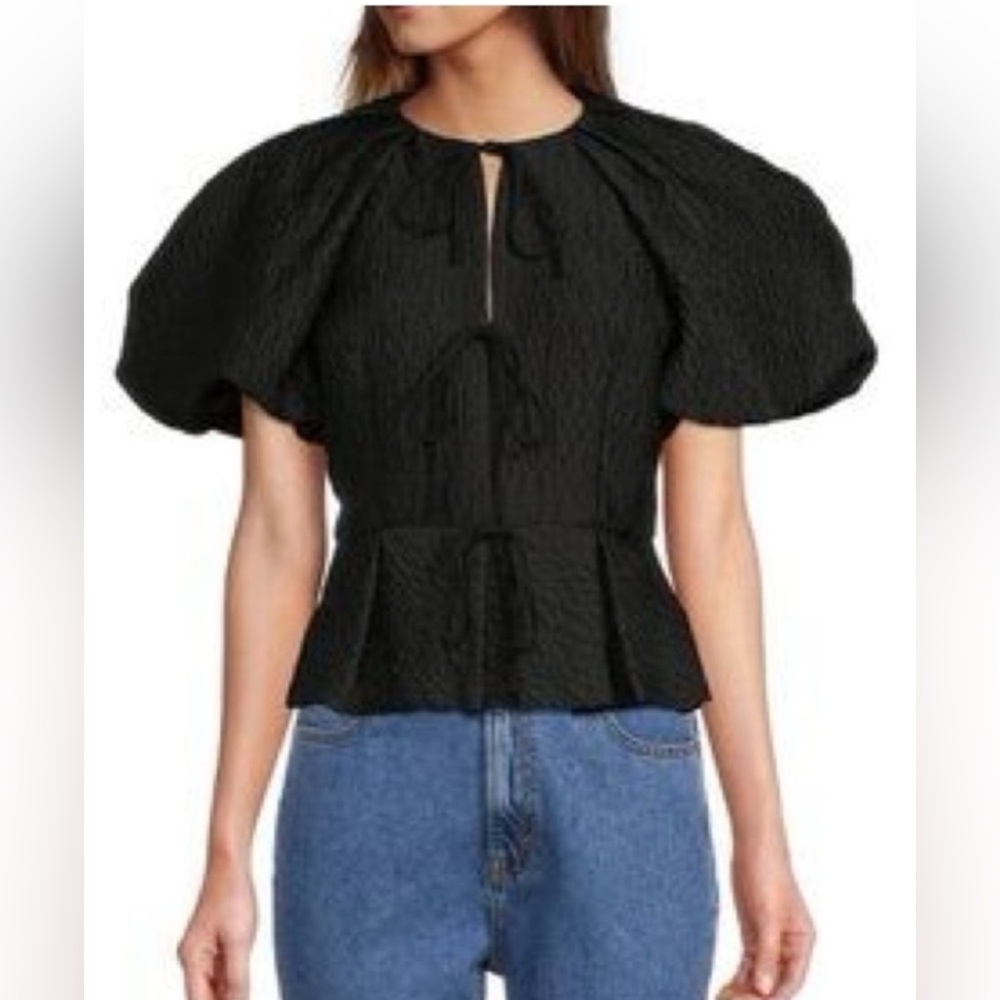 ANTONIO MELANI Black Puff Sleeve Top